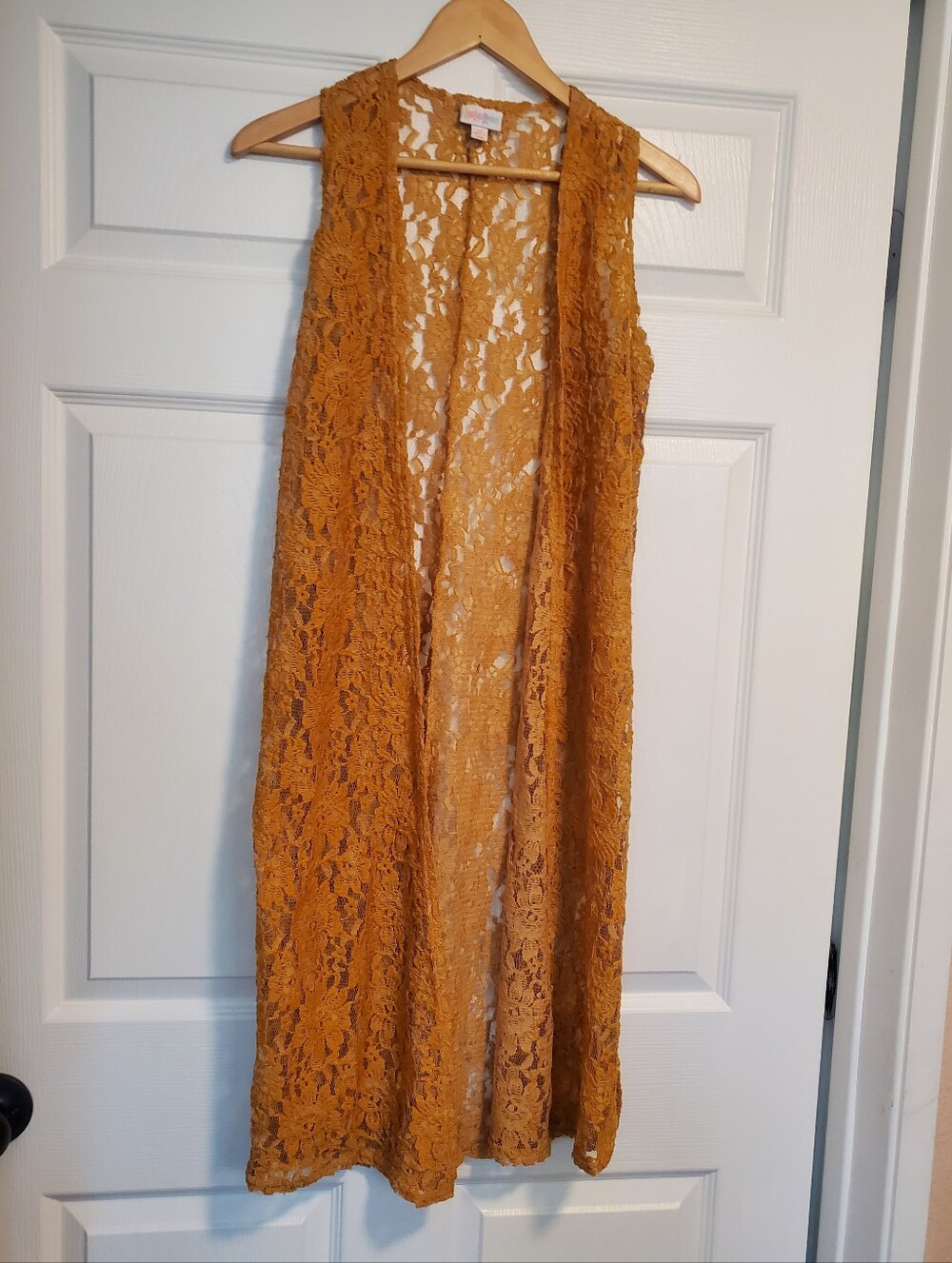 LuLaRoe Yellow Mustard Lace Sleeveless Duster Vest